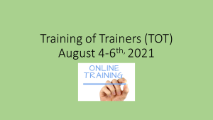 Training of Trainers 2021